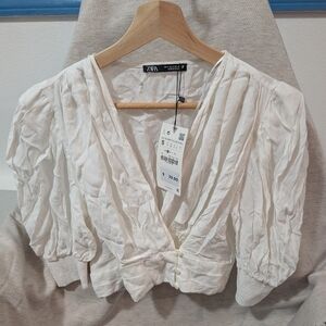 Zara Cream Puff Sleeve Blouse